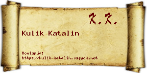 Kulik Katalin névjegykártya